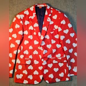 oppo valentines day suit jacket 40-pants size 32x32 rare red and white hearts